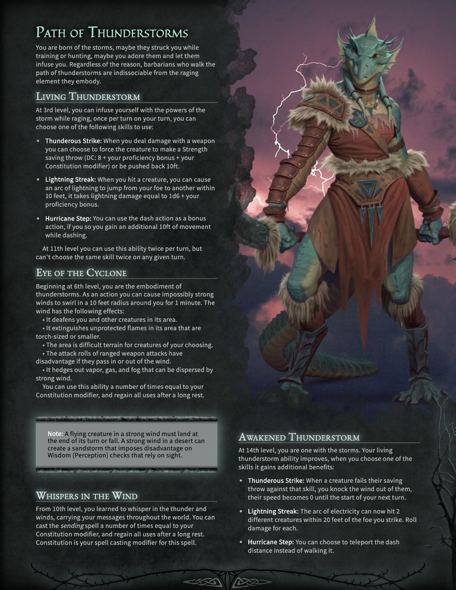 Path of Thunderstorms - A Barbarian that Wields Thunder to Shatter its Foes in D&D 5e.