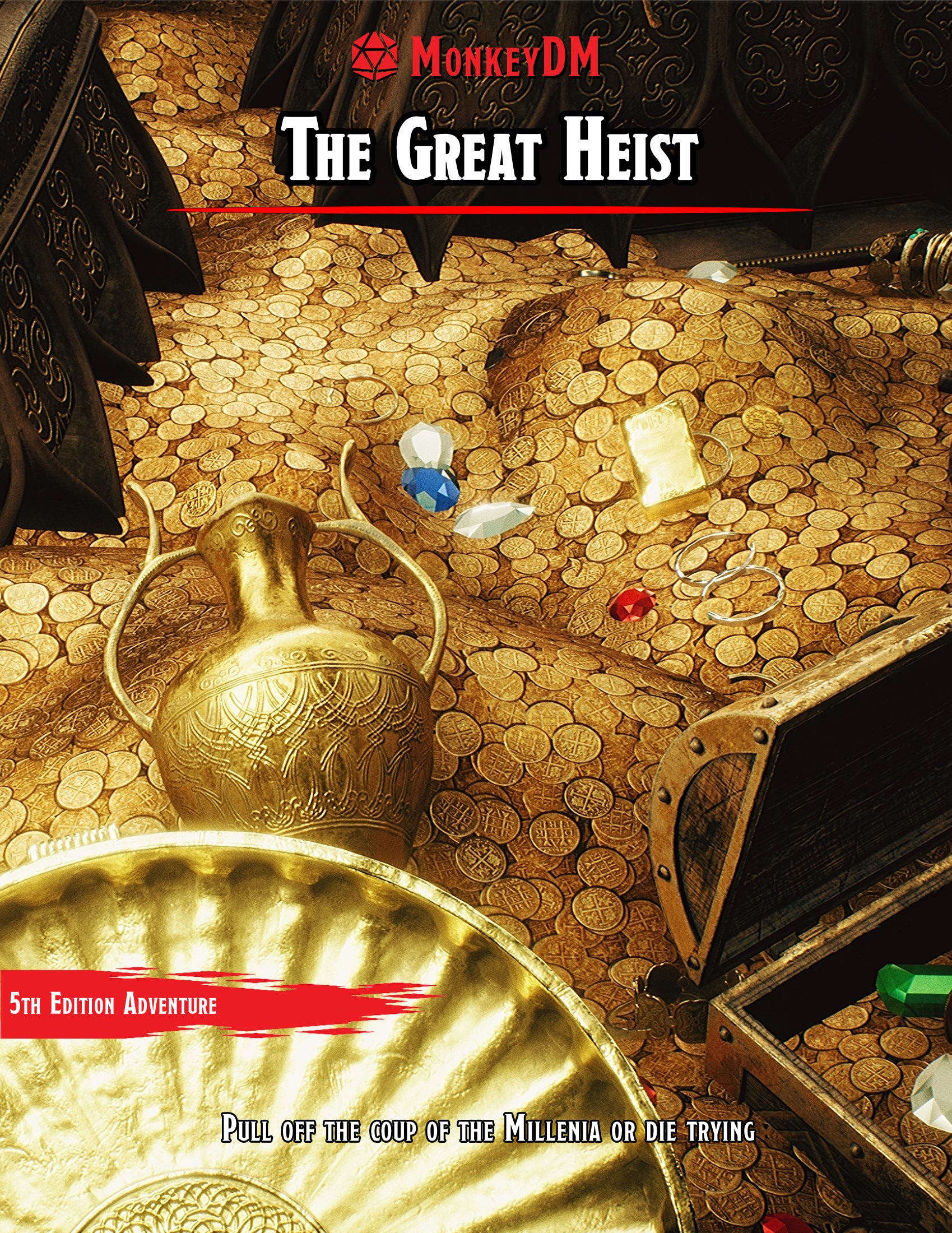 Pull off the greatest heist of your adventuring career! THE GREAT HEIST is a Free D&D 5e adventure.