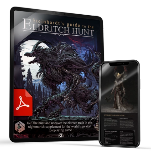 Steinhardt's Guide to the Eldritch Hunt PDF
The digital cover for the book Steinhardt's Guide to the Eldritch Hunt.
Steinhardt's Guide PDF
Eldritch Hunt PDF
