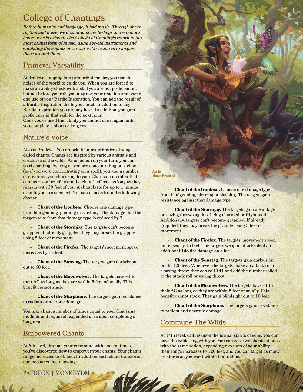 Bard: College of Chantings - D&D 5e - Empower your Allies through Primeval Chants