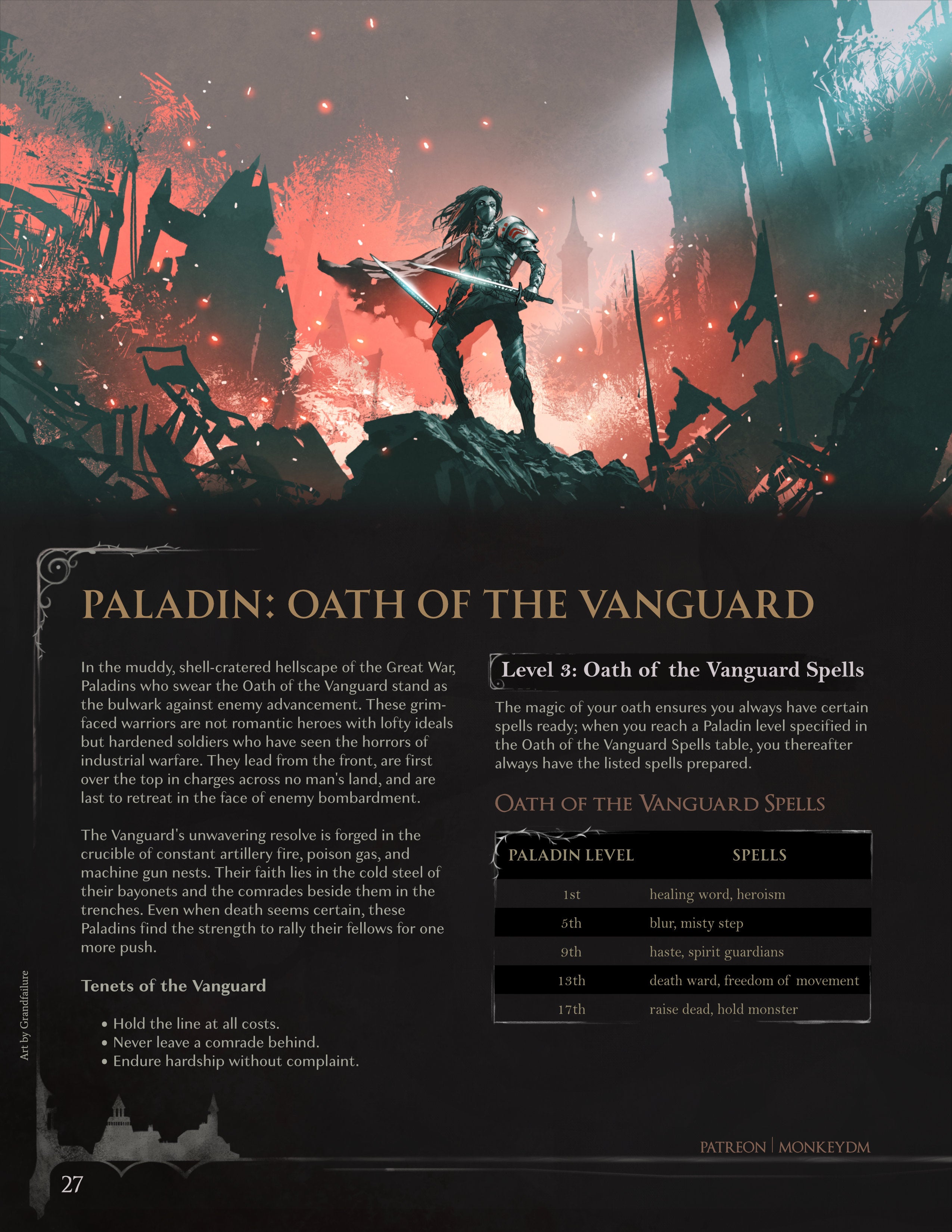 D&D 5e Paladin: Oath of the Vanguard - A Hero Forged in the Crucible of War [Trench War]