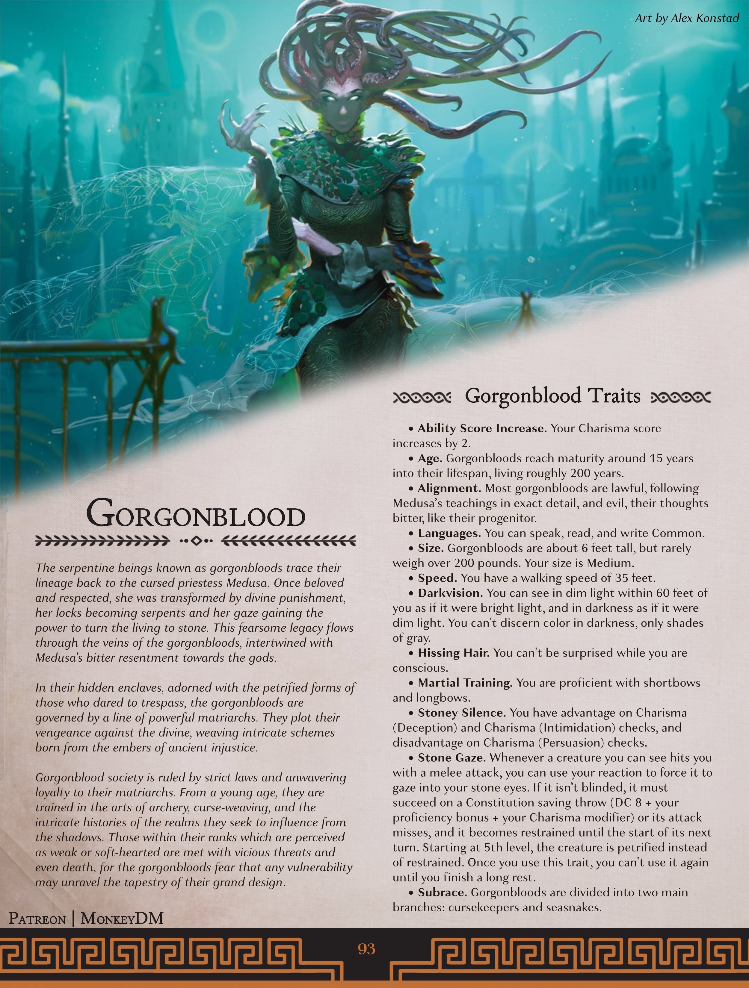 Gorgonblood D&D 5e Race - Embrace a serpentine heritage [Wrath of Olympus]