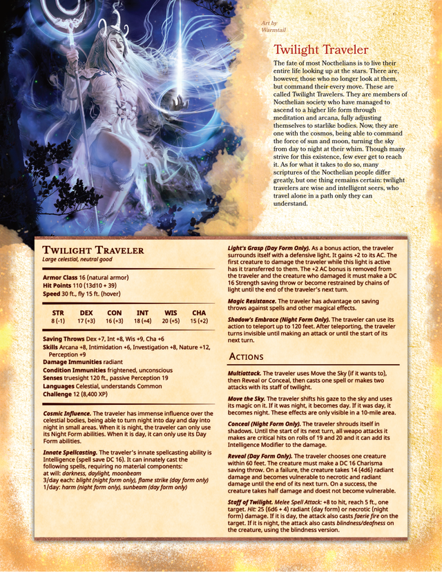 Twilight Traveler - A D&D 5e Monster that Changes The Sky