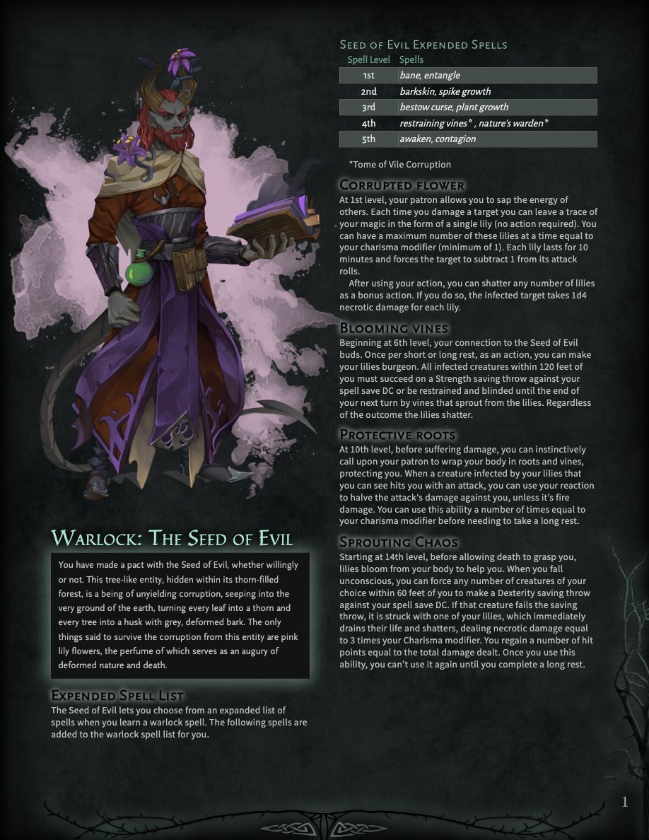 Warlock - The Seed of Evil - Plant your roots to corrupt the world in D&D 5e