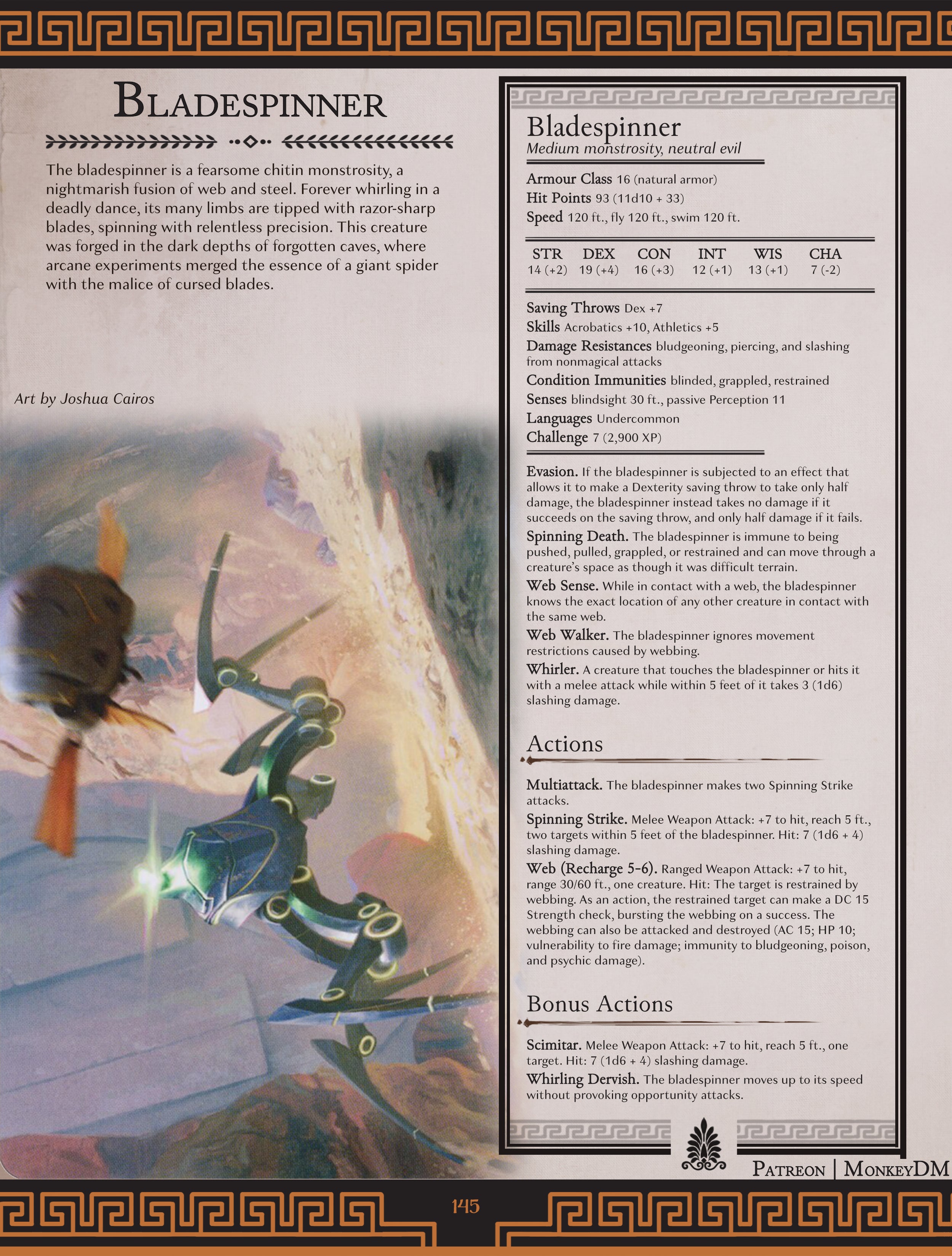 D&D 5e Monster - The Bladespinner: Adding Blades to a Spider [Wrath of Olympus]