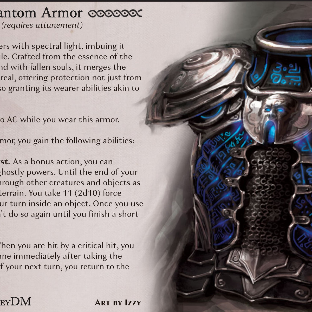 D&D 5e Item: Phantom Armour - Fight like the Dead – MonkeyDM