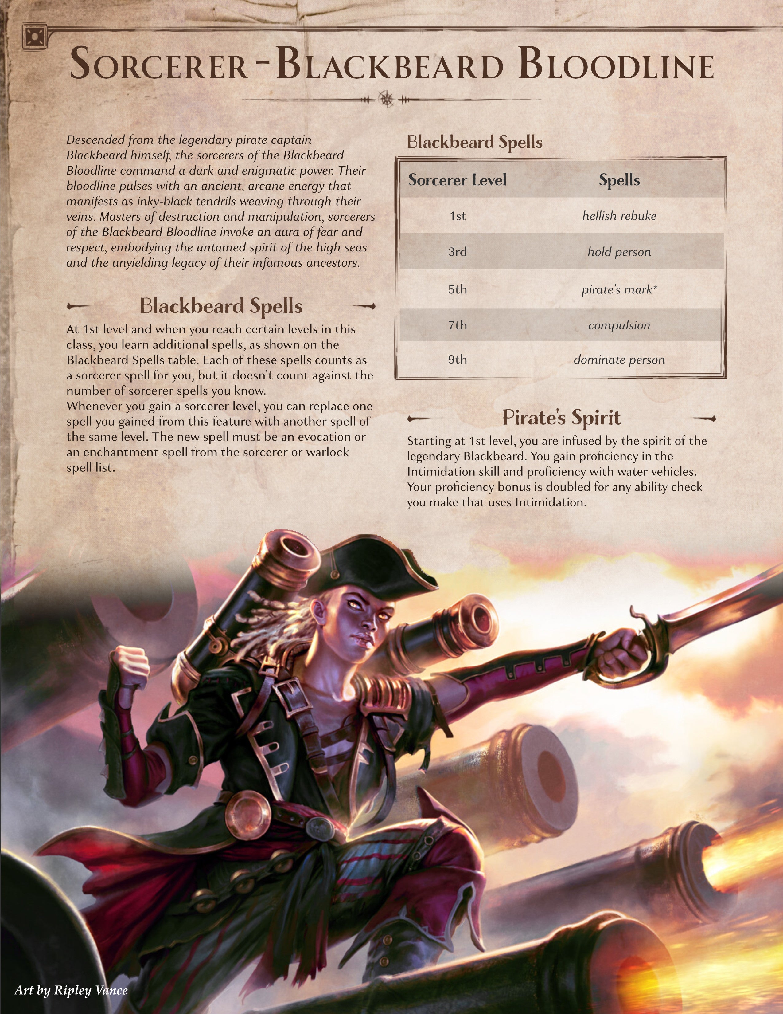 D&D 5e Sorcerer: Blackbeard Bloodline - Blast Your Enemies to Davy Jones' Locker! [Dread Tides]