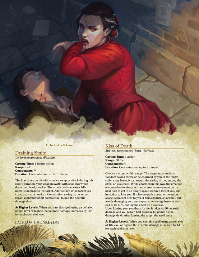 Smite Spell D&D 5e Necrotic Spells: Draining Smite & Kiss of Death – MonkeyDM