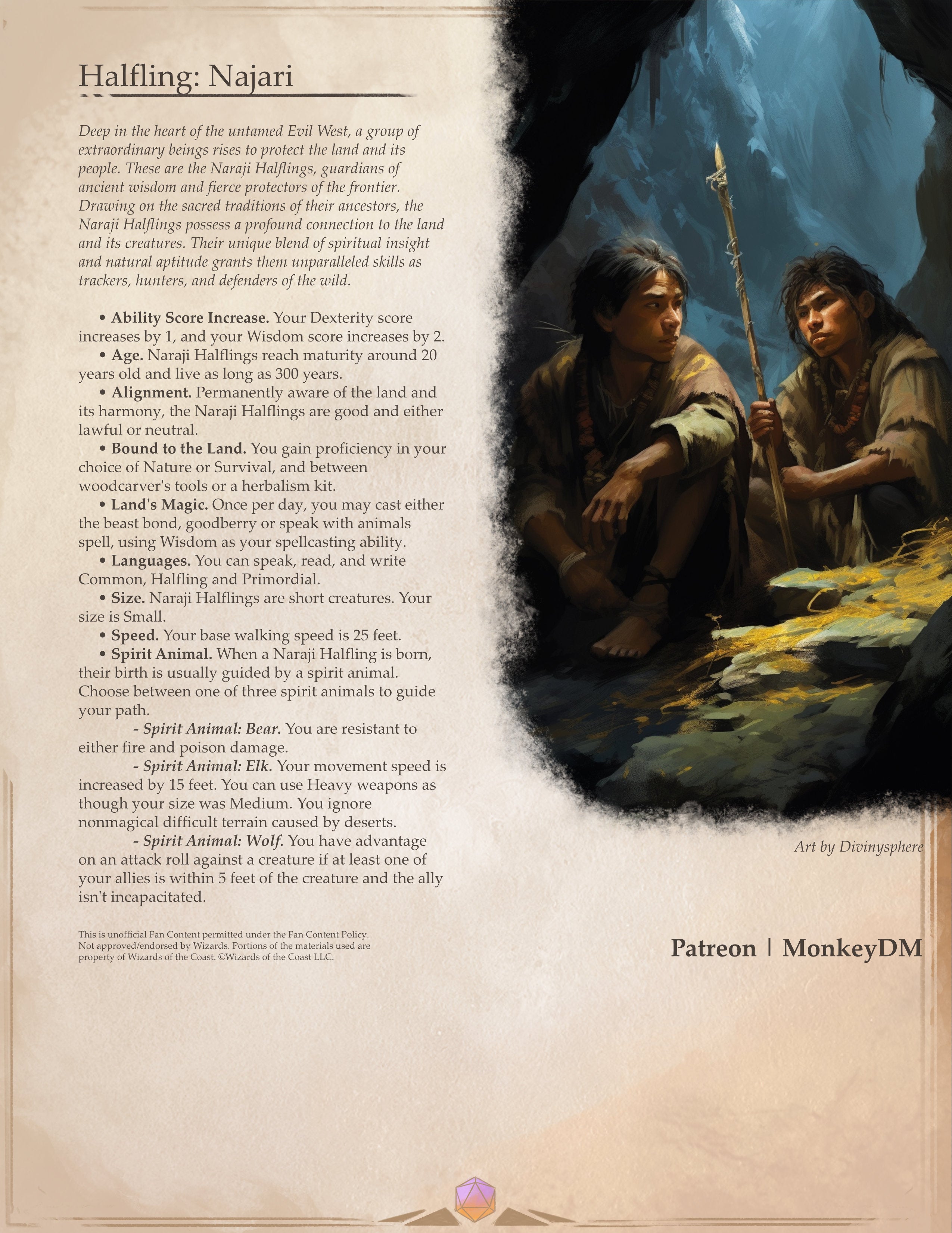 D&D 5e Halfling: Najari Subrace - Become a Warden of Nature [Cowboys From Hell]