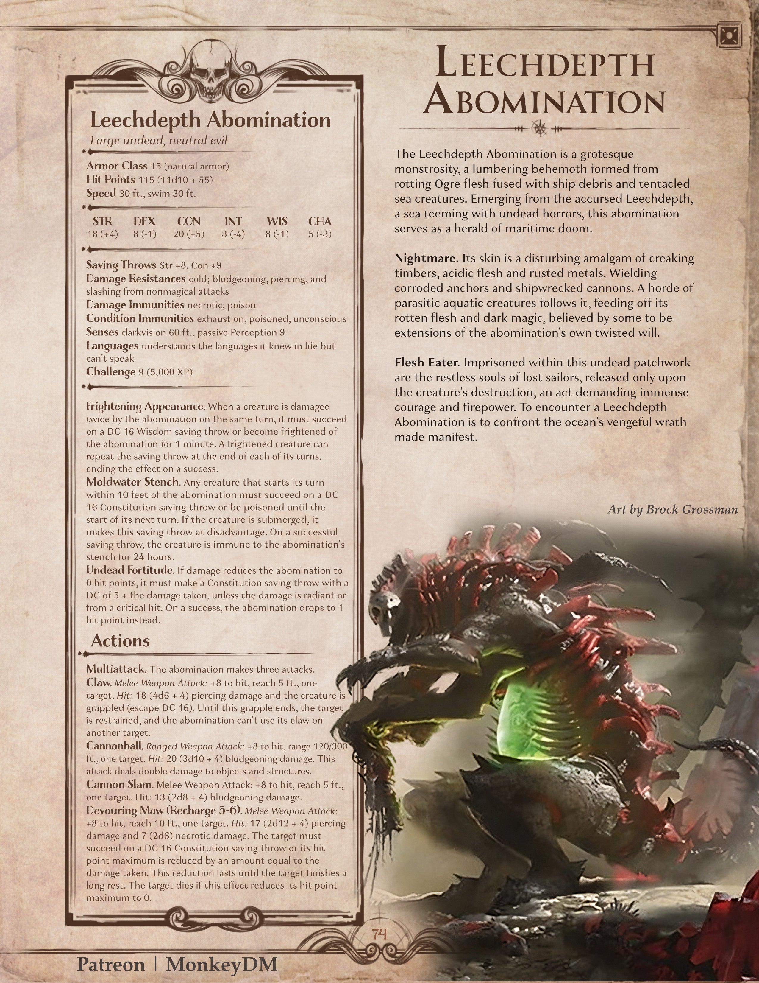 D&D 5e Leechdepth Abomination -The Monstrosity That'll Make Your Players Wish They'd Stayed on Land