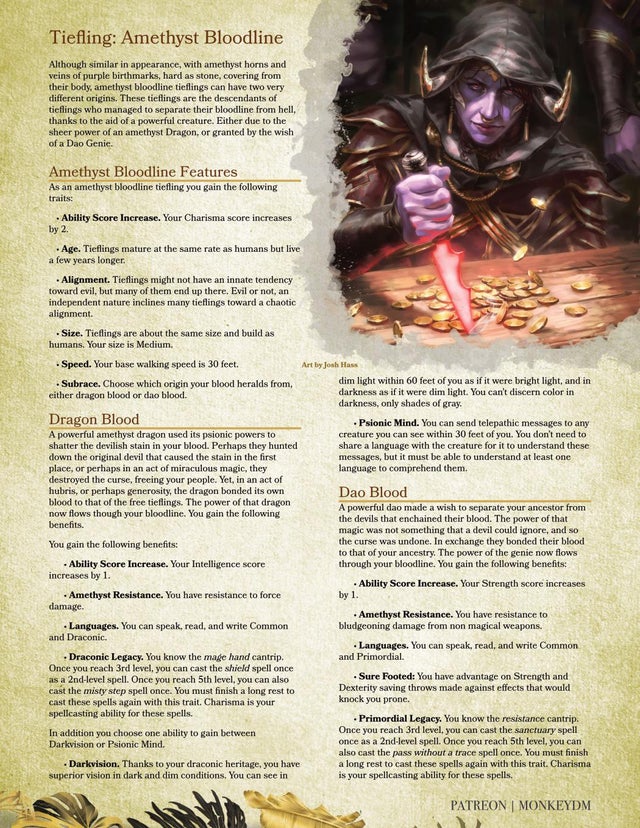 Amethyst Bloodline Tieflings - D&D 5e Race - A Brand New Way to be Horny