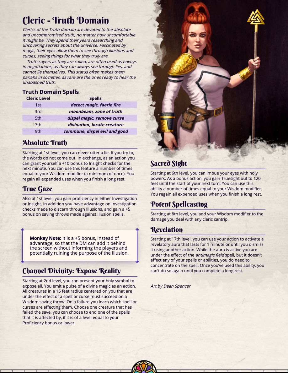 Cleric - Truth Domain. New Subclass for D&D 5e