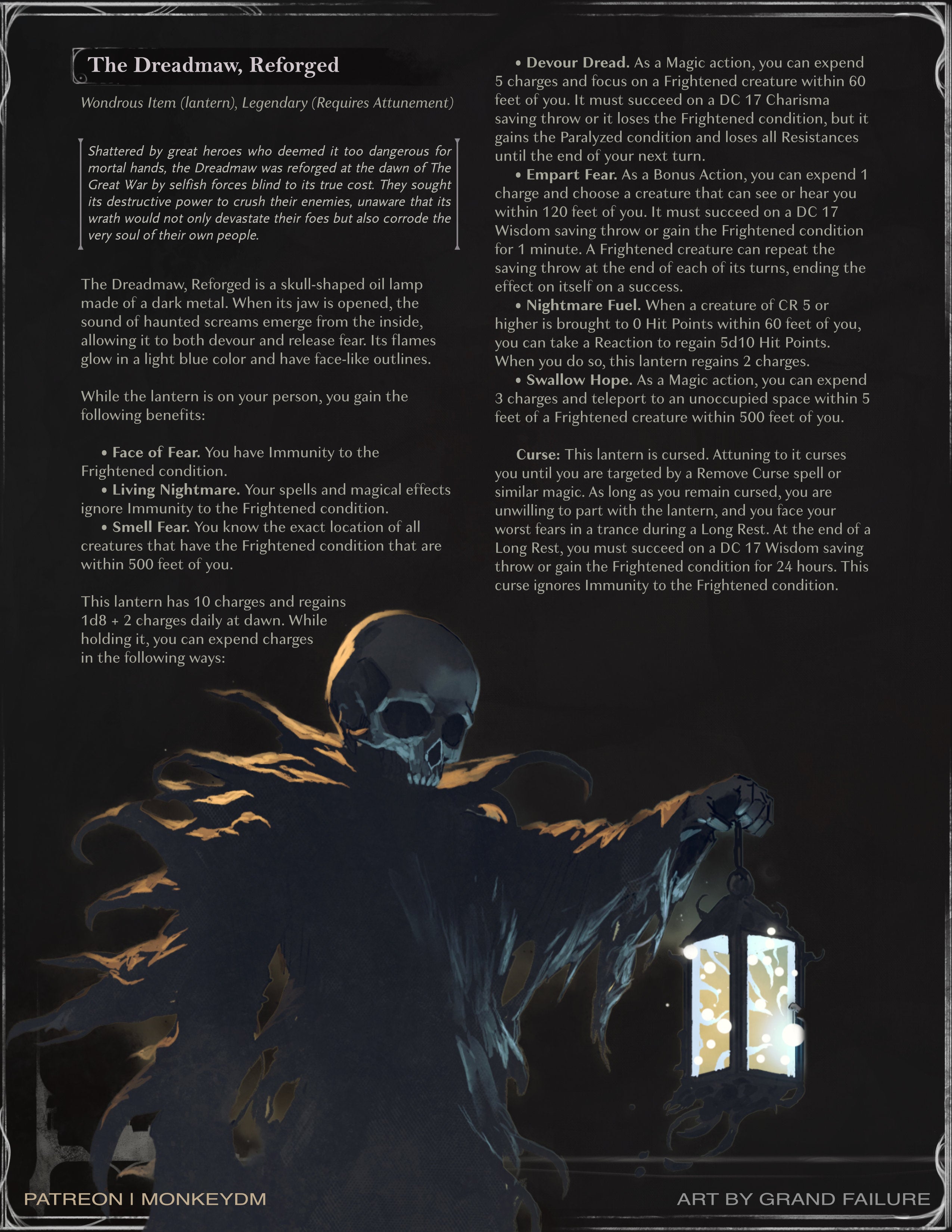 D&D 5e Item: The Dreadmaw - Hold the Light That Devours the Dark [Trench War]