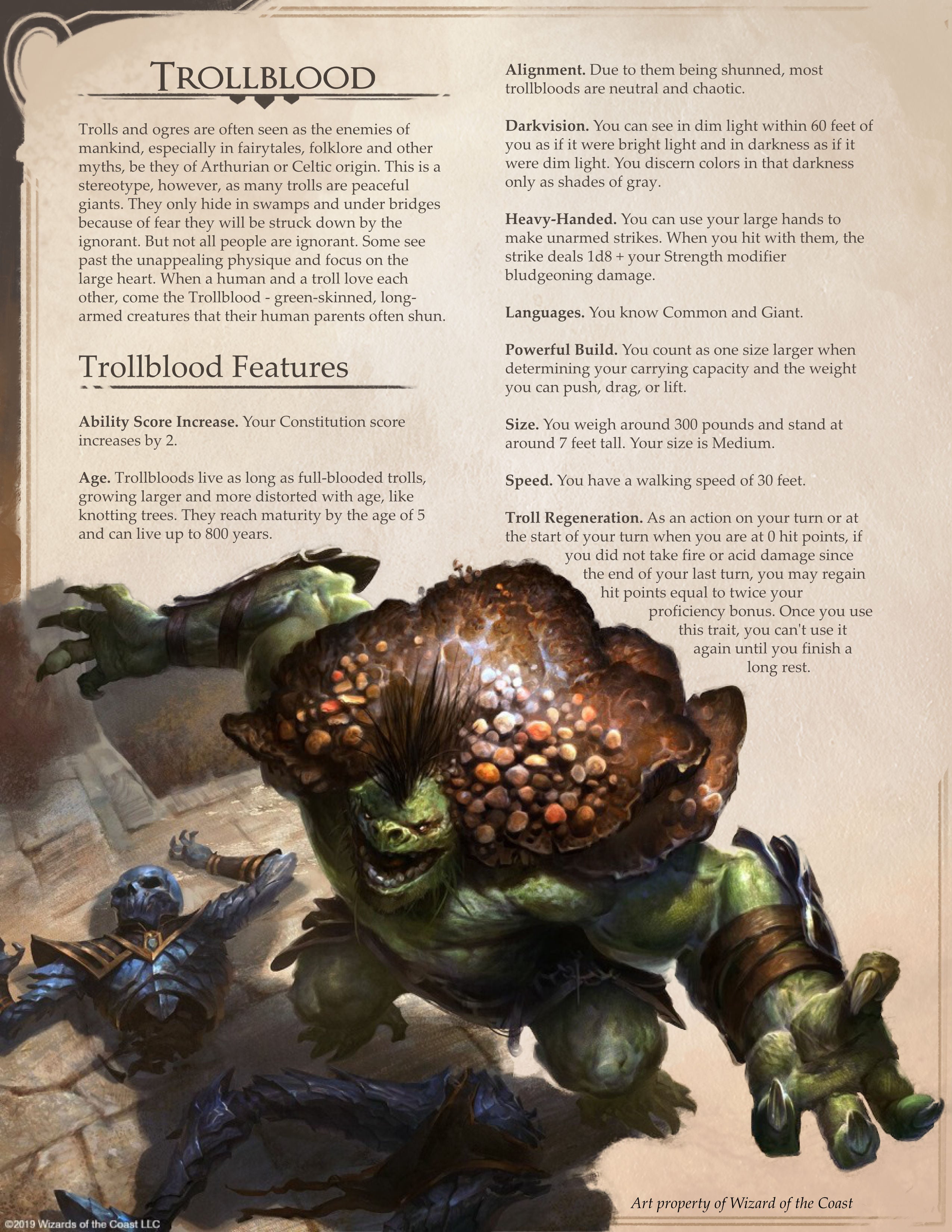 A D&D 5e Race: Trollblood - When You Really Want People To Get Out Of Your Swamp