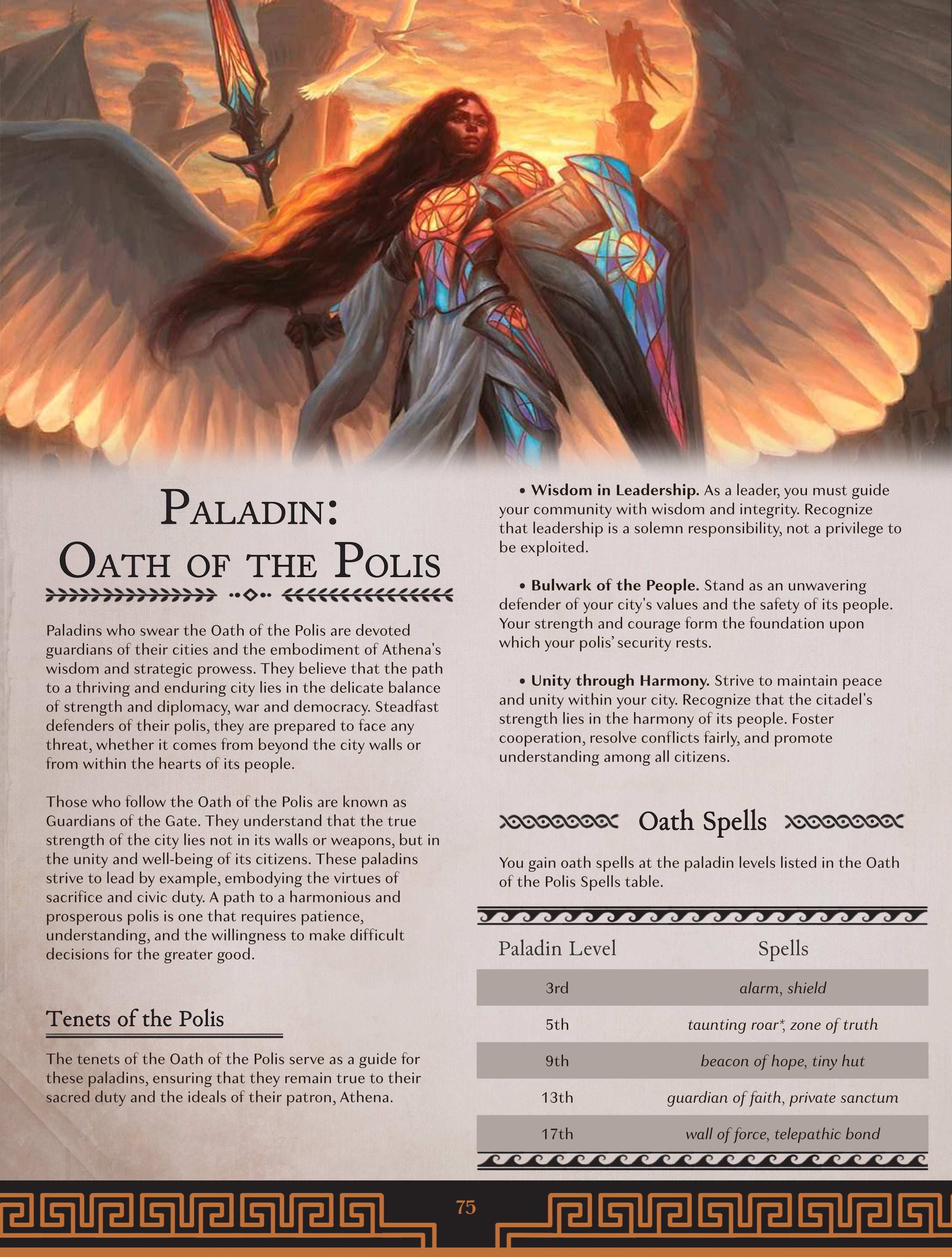D&D 5e Paladin: Oath of the Polis - Become a stalwart defender of your city with this sacred oath! [Wrath of Olympus]