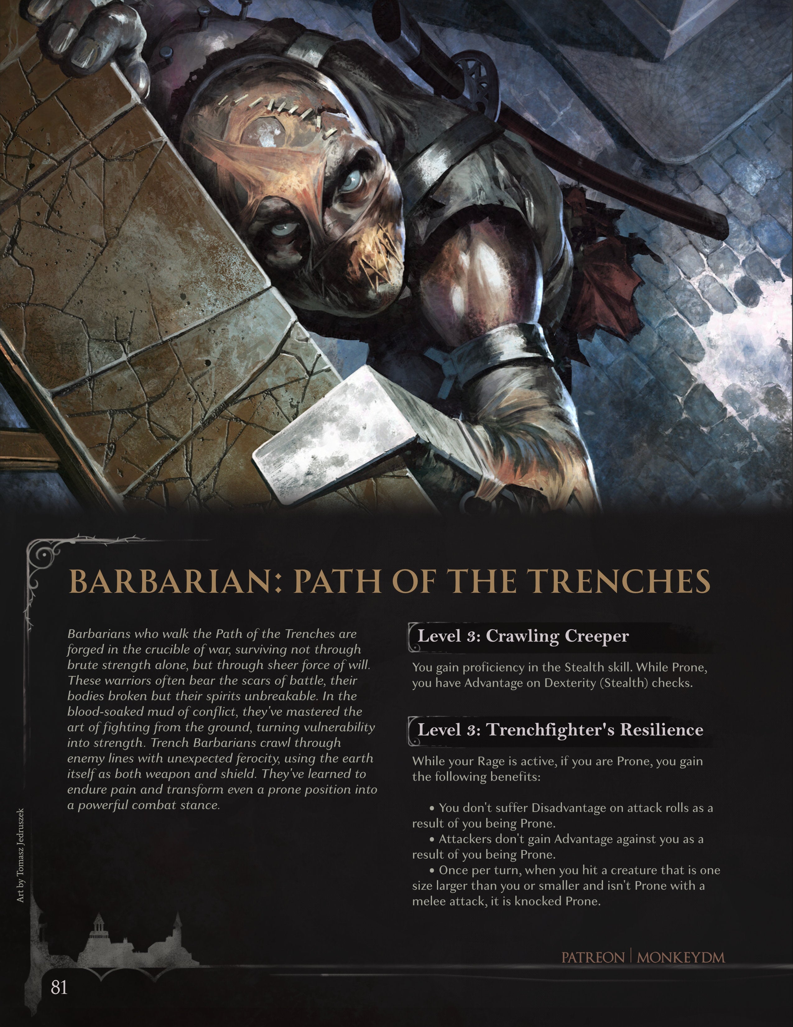 D&D 5e Barbarian: Path of the Trenches - Born in the Mud and Blood of War [Trench War]