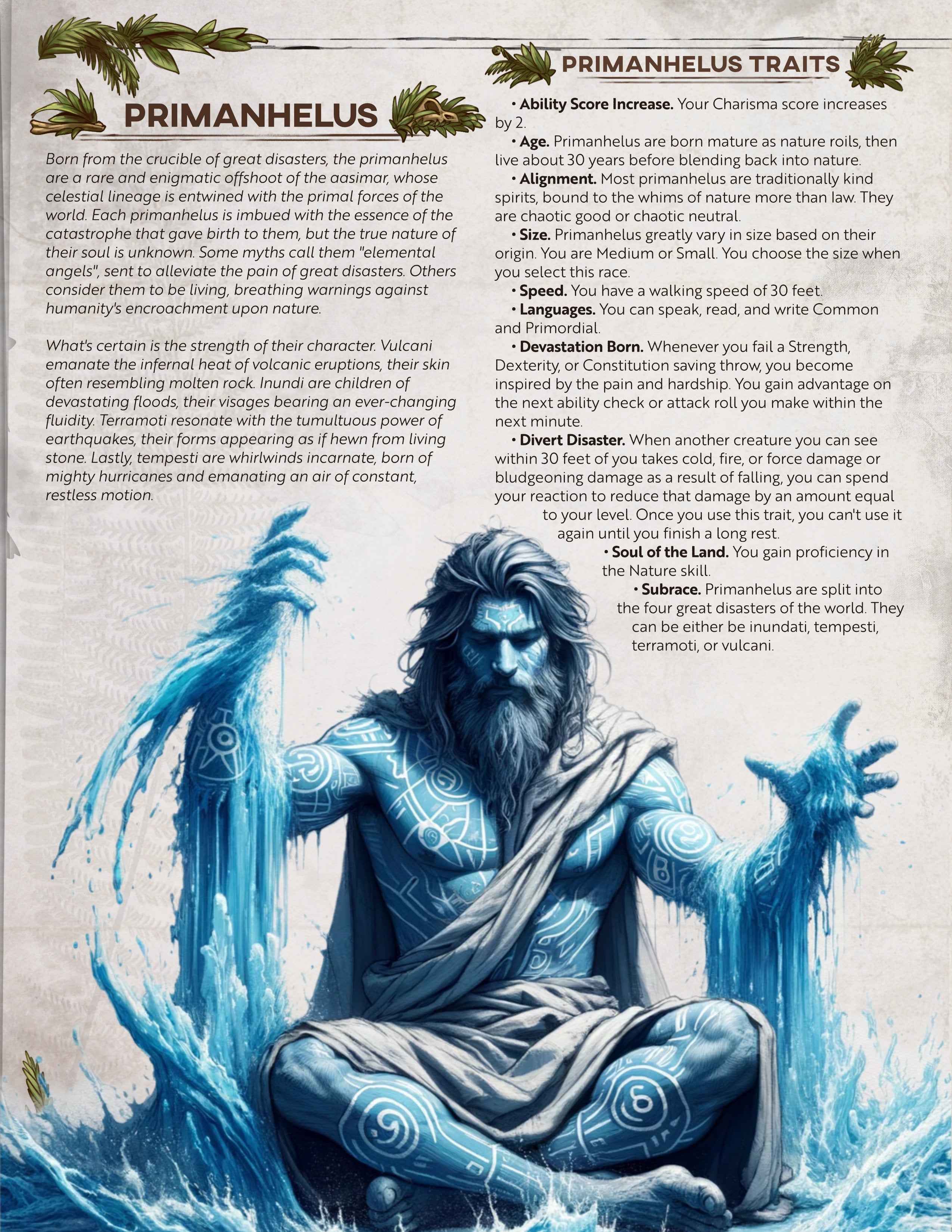 D&D 5e Race: Primanhelus - Unleash the Primal Wrath of these Angels of Nature [Echoes of Extinction]