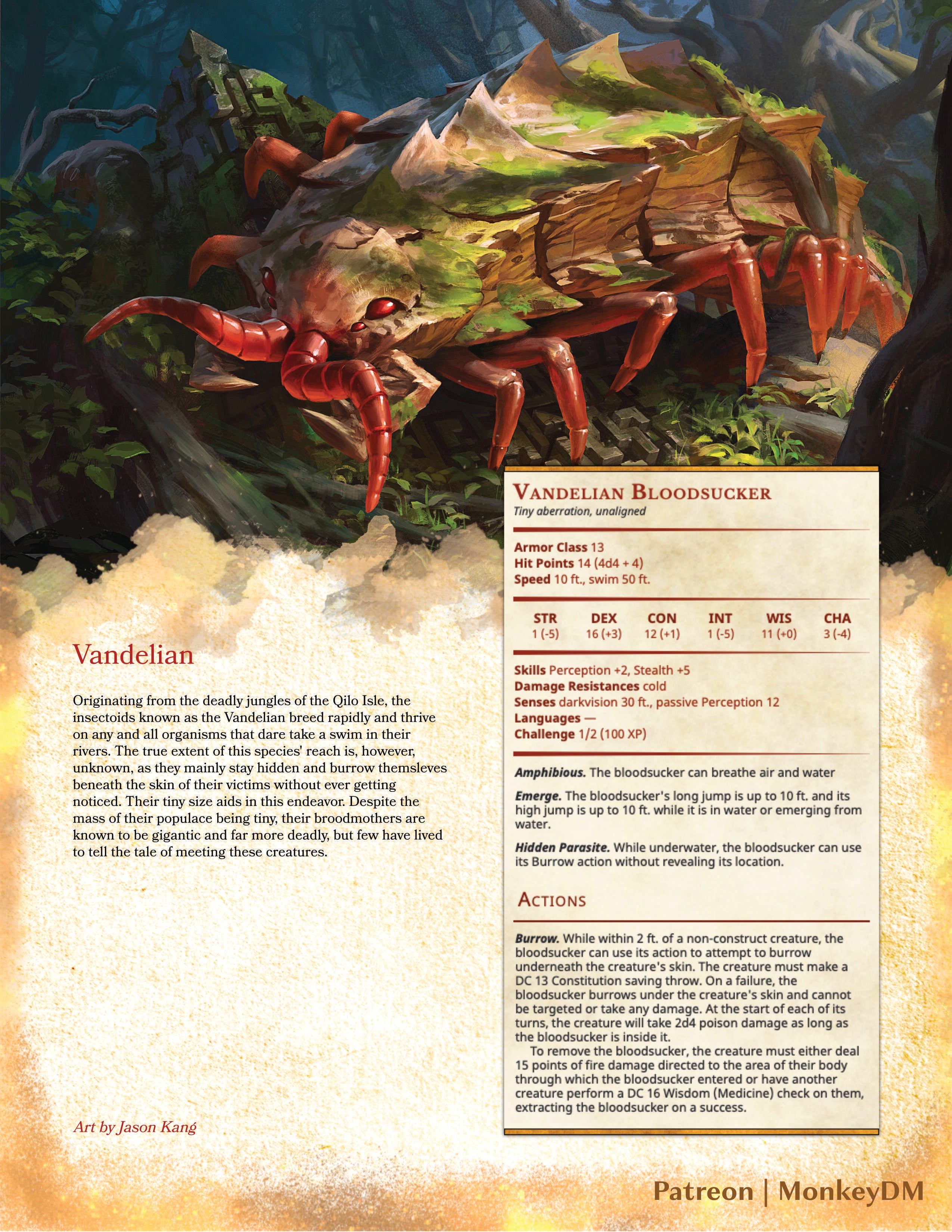 Vandelian Bloodsucker - A D&D 5e Monster that Burrow Beneath Your Skin