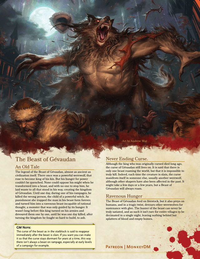 The Beast of Gévaudan - A D&D 5e Monster that Terrorized France