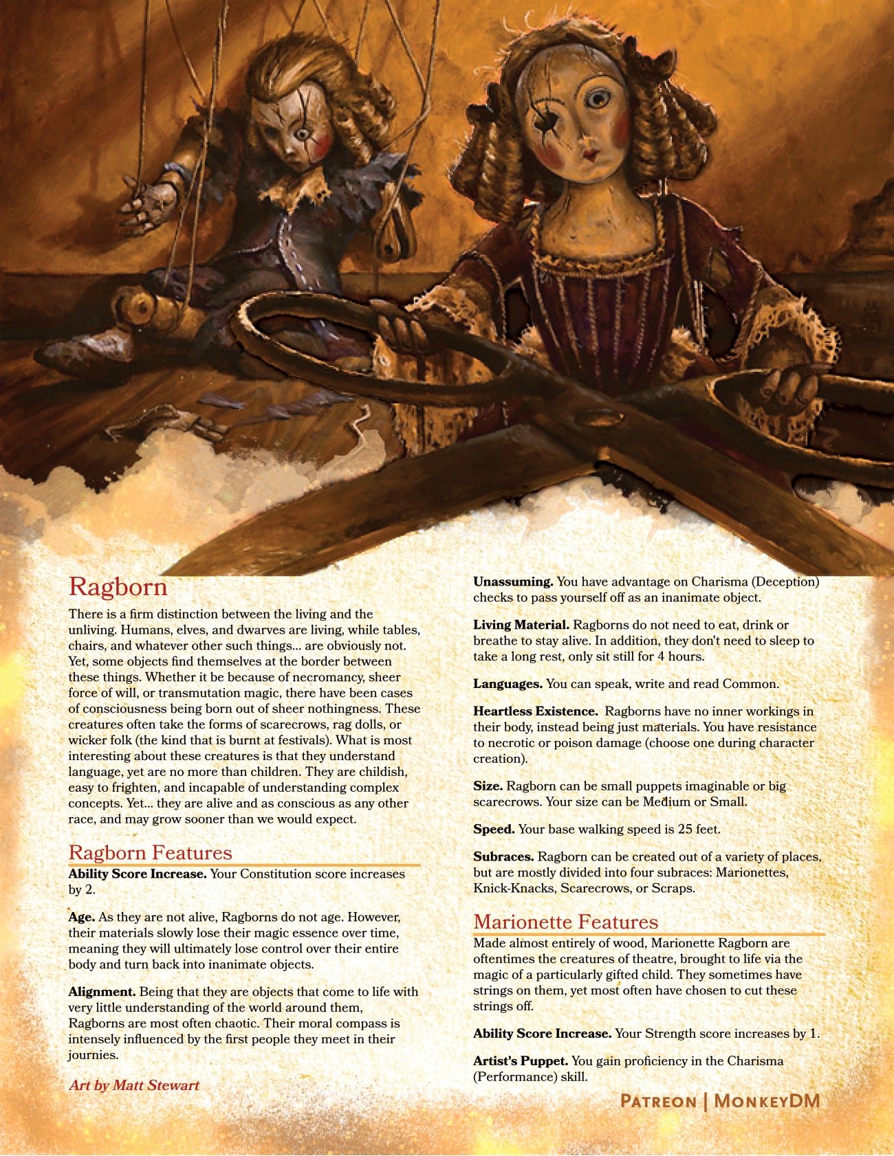 Ragborn Race - Objects Given Life in D&D 5e