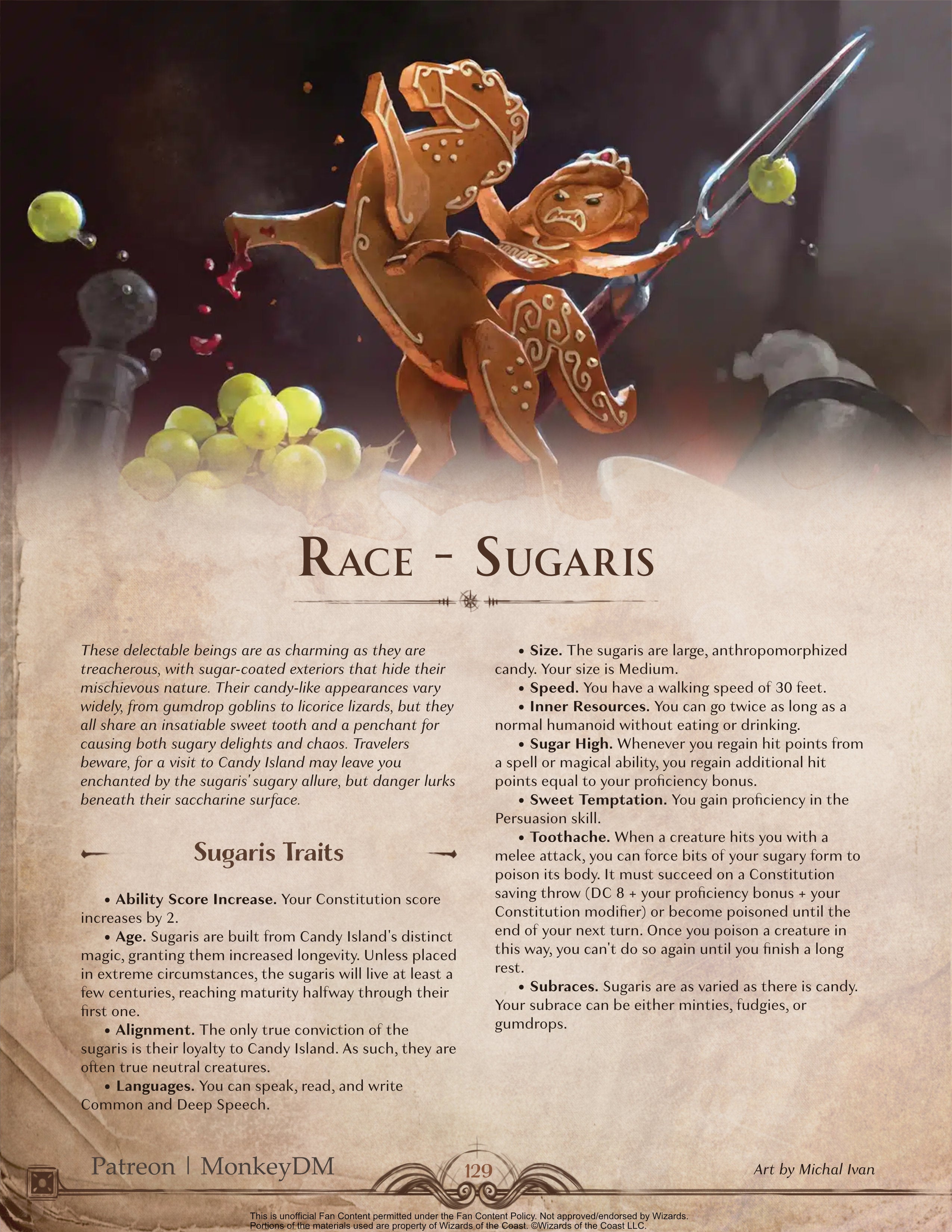 D&D 5e Race: Sugaris - Fear the Gingerbread Man  [Dread Tides]