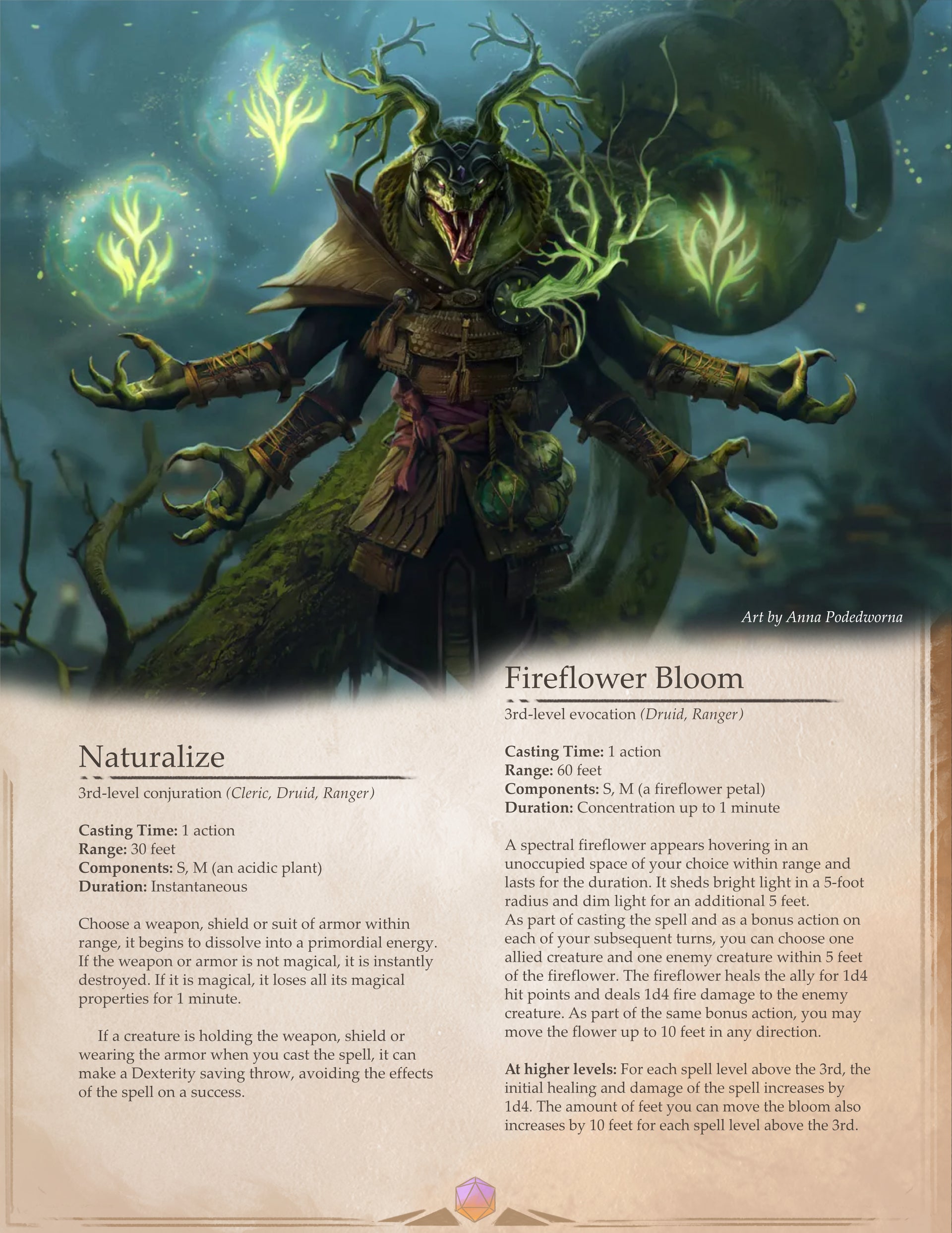 Naturalize and Fireflower Bloom - 2 New D&D 5e Druid Spells to shift t   MonkeyDM