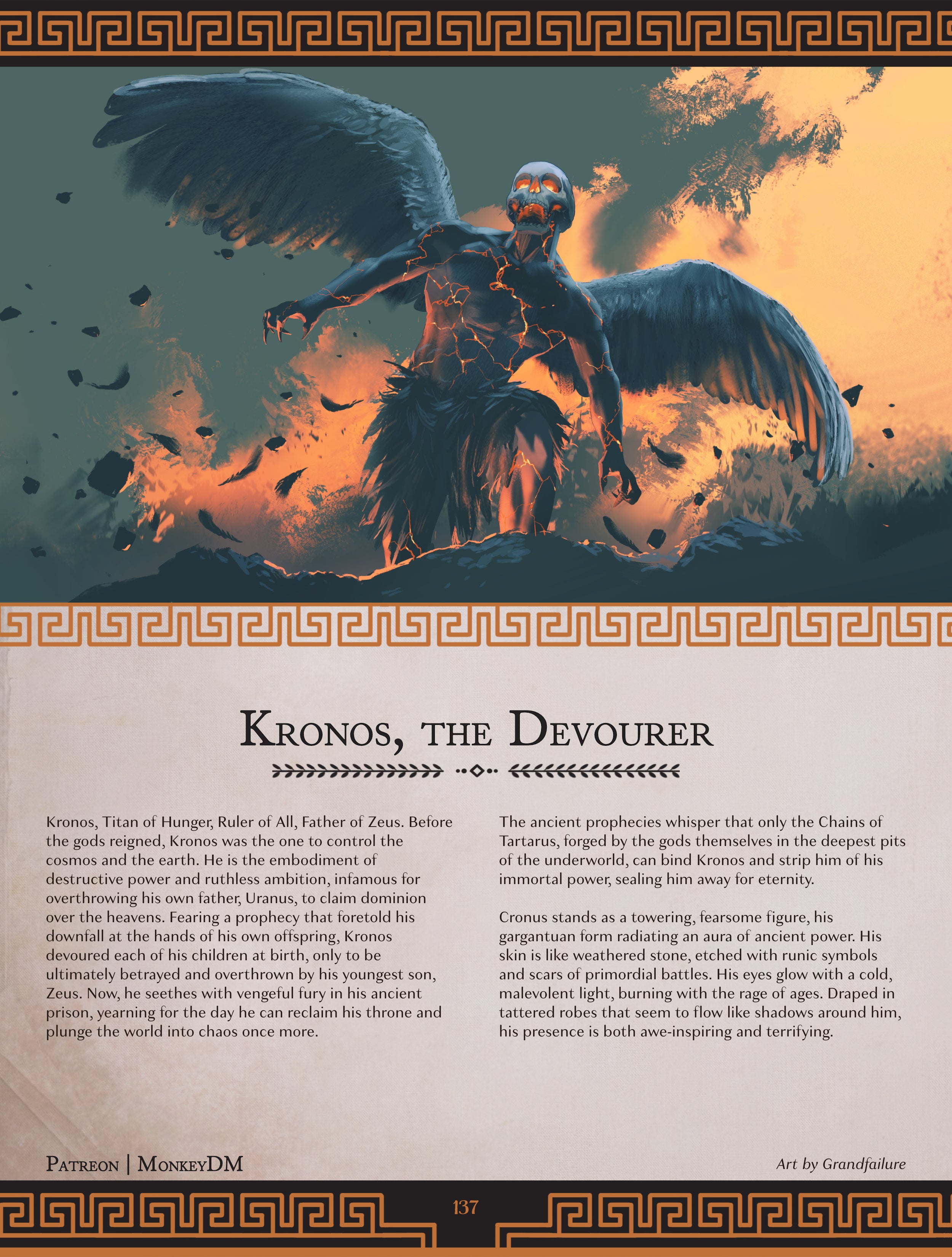 D&D 5e Monster - Kronos, The Devourer: The Ancient Titan Awakened  [Wrath of Olympus]