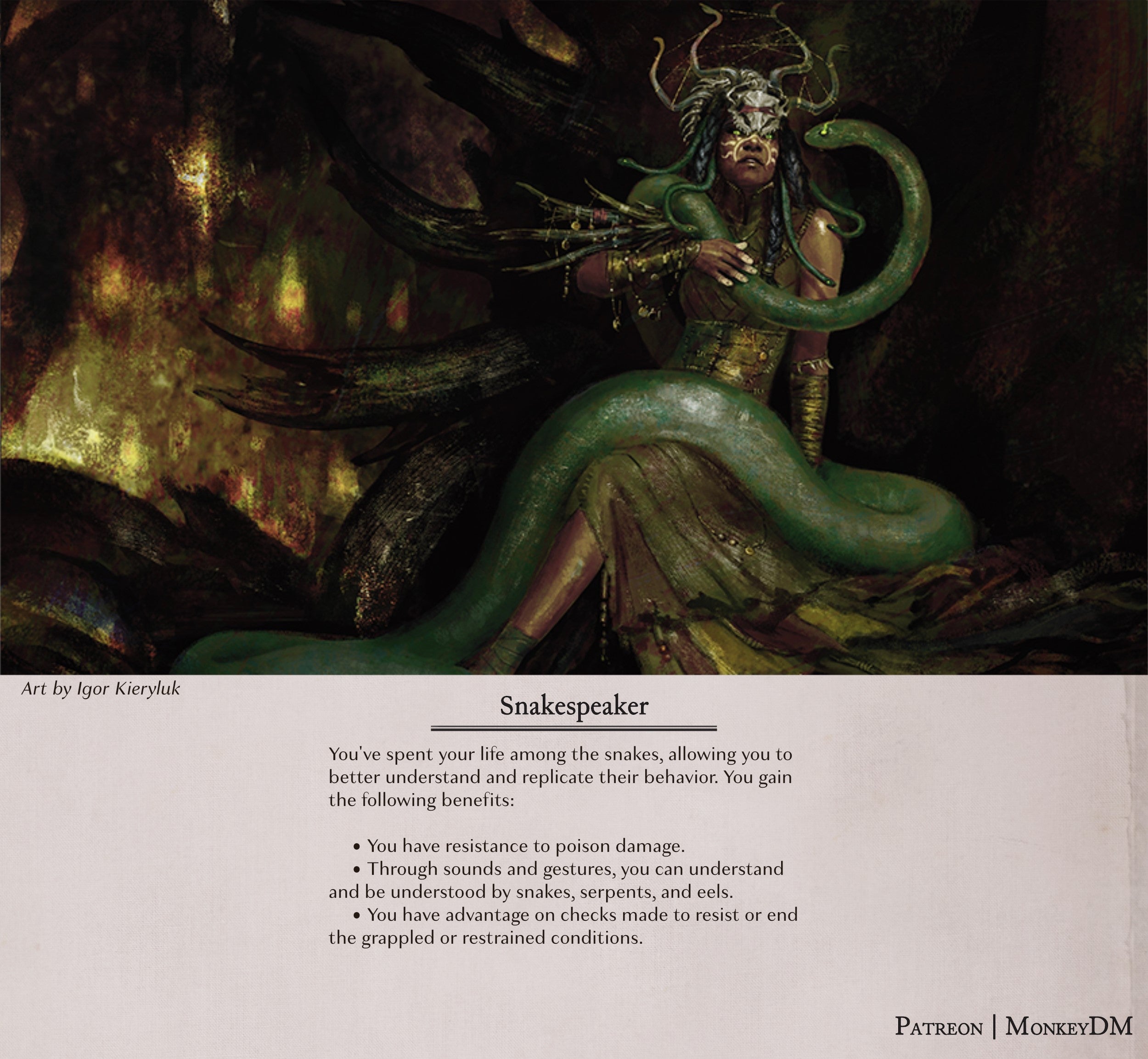 D&D 5e Feat - Snakespeaker: Embrace slithering qualities [Wrath of Olympus]
